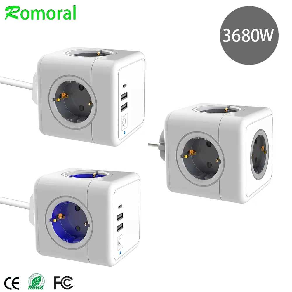 EU Power Strip With USB Type C Socket Power cube Strips Plug Smart Outlet Extension Socket Adapter European 
EU Power Strip With USB Type C Socket Power cube Strips Plug Smart Outlet Extension Socket Adapter European