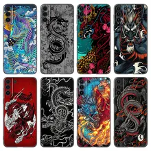 Unique Aesthetic Design Dragon Phone Case For Samsung Galaxy S22 S21 S20 Ultra FE S10E S10 Lite S9 S8 Plus S7 Edge Black Cover