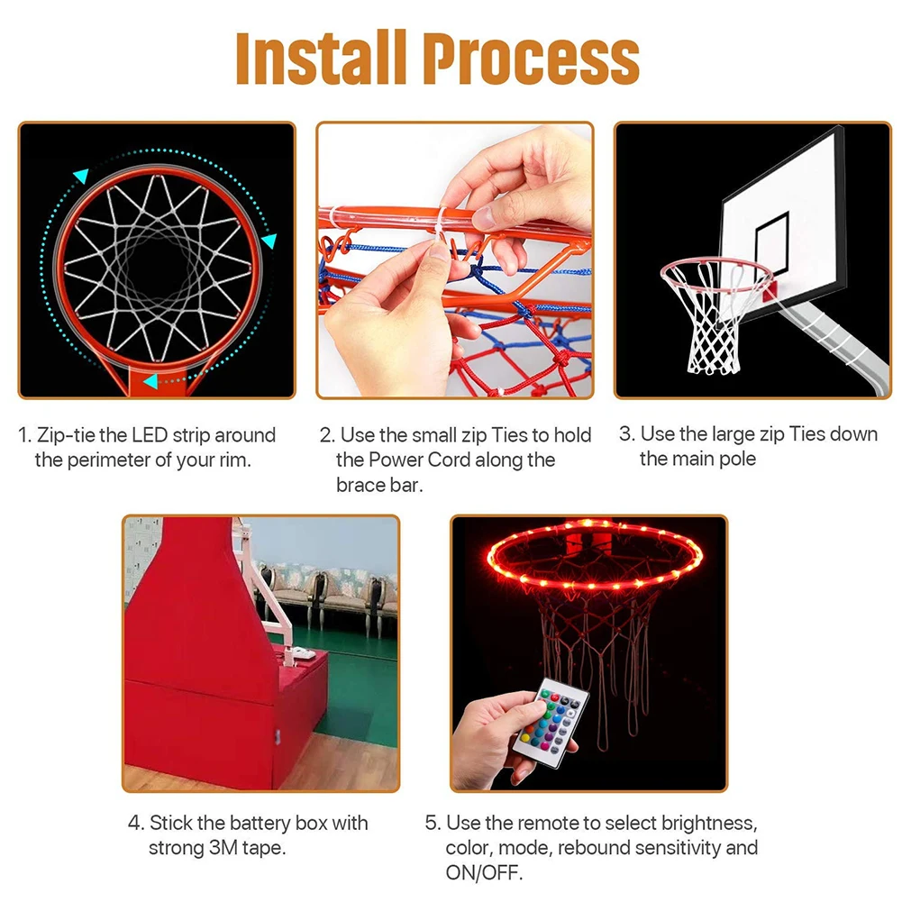 LED Basketball Hoop Light Remote Control 17 Colors Waterproof Basketball Rim LED Light Outdoors Sports Training Supplies
LED Basketball Hoop Light Remote Control 17 Colors Waterproof Basketball Rim LED Light Outdoors Sports Training Supplies