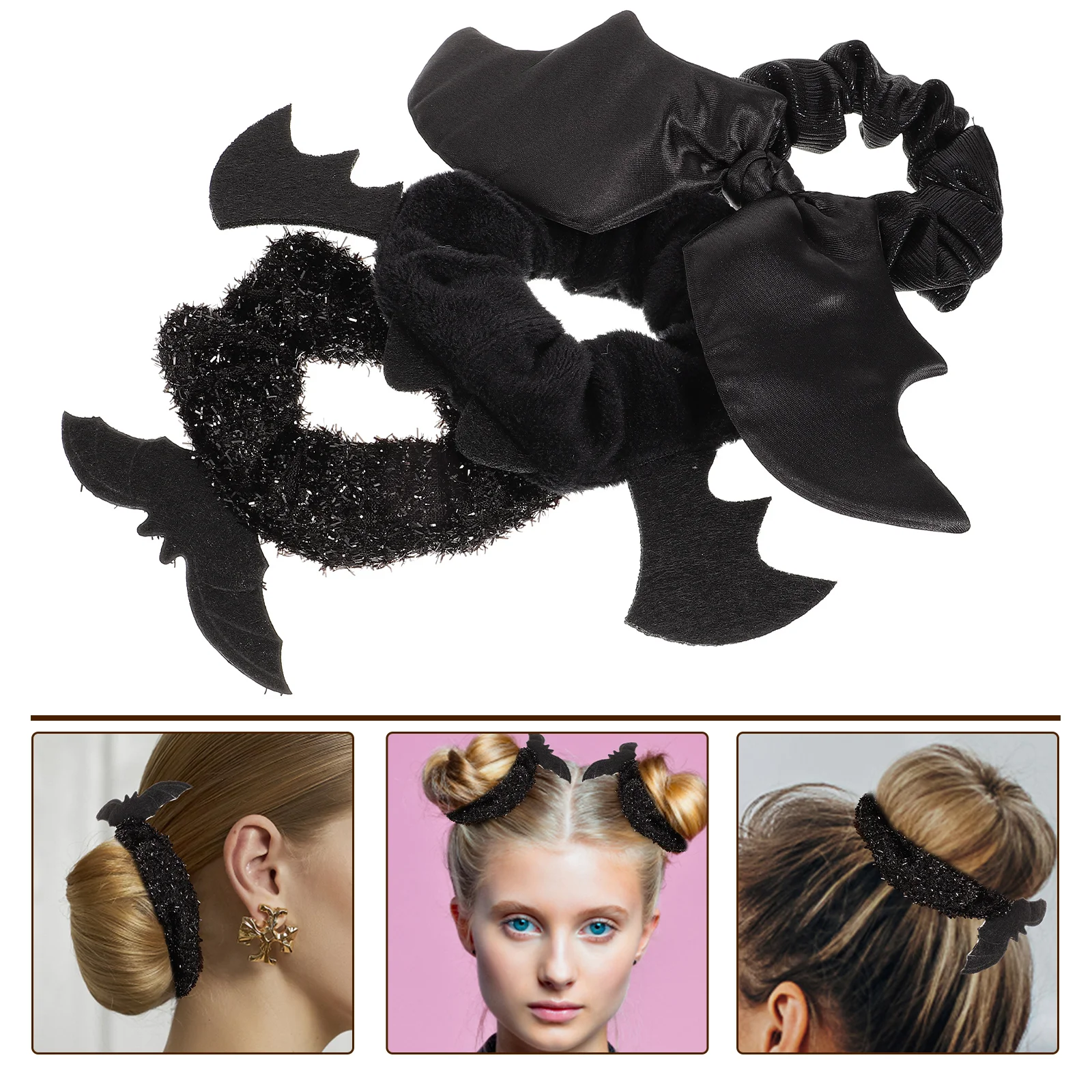 

3 Pcs Girls Hair Accessories Halloween Scrunchies Ties Bulk Large Intestine Band Plush Ponytail Holder Women Miss