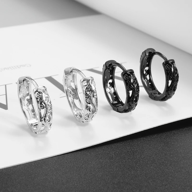 Personality Men's Hollow Dragon Pattern Hoop Earrings Hip Hop Rock Cool Street Jewelry
Personality Men's Hollow Dragon Pattern Hoop Earrings Hip Hop Rock Cool Street Jewelry