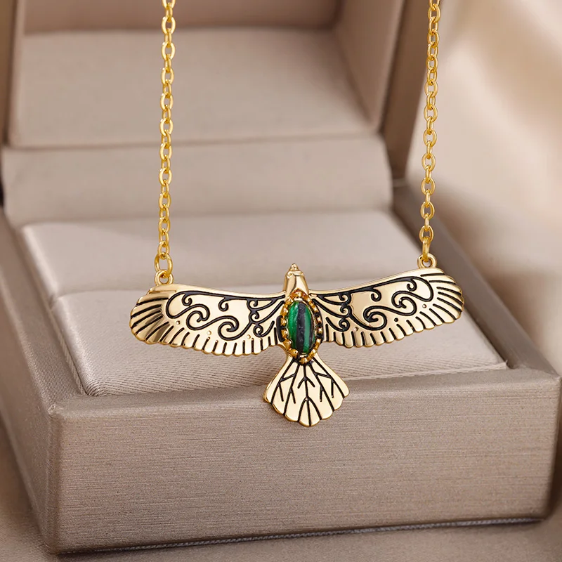 Green Stone Opal Eagle Pendant Necklace for Women Men Goth Gold Plated Stainless Steel Necklaces 2023 Trend Aesthetic Jewelry
Green Stone Opal Eagle Pendant Necklace for Women Men Goth Gold Plated Stainless Steel Necklaces 2023 Trend Aesthetic Jewelry