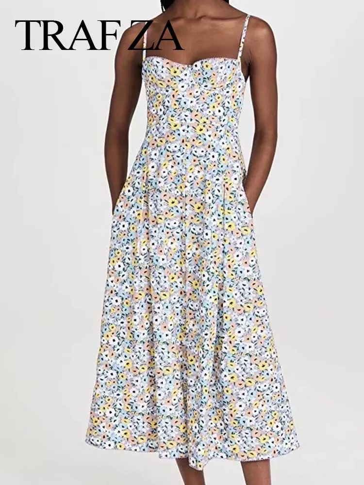 TRAF ZA Fashion Printed Spaghetti Strap Dress Tube Top Backless Zipper Slim Fit Sexy Sling Long Dress Beach Resort Wear Summer
TRAF ZA Fashion Printed Spaghetti Strap Dress Tube Top Backless Zipper Slim Fit Sexy Sling Long Dress Beach Resort Wear Summer