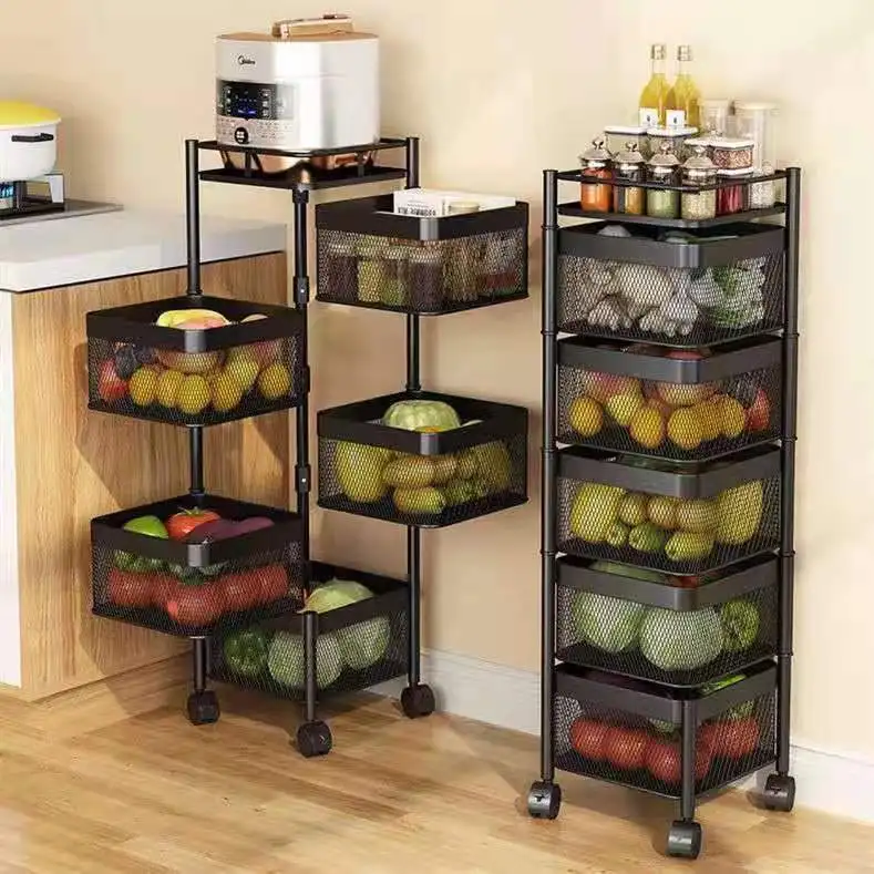 3/4/5 Tier Rotating Storage Baskets Rack Stackable Metal Basket Kitchen Storage Shelf Cube Fruit Vegetable Organizer Wheels
3/4/5 Tier Rotating Storage Baskets Rack Stackable Metal Basket Kitchen Storage Shelf Cube Fruit Vegetable Organizer Wheels