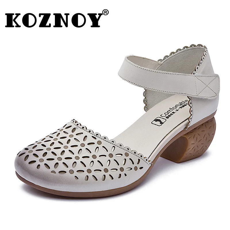 koznoy 4.5cm retro hollow Ethnic pumps round toe Genuine Leather Comfort Casual sandals hole Baotou summer Soft sole mom shoes
koznoy 4.5cm retro hollow Ethnic pumps round toe Genuine Leather Comfort Casual sandals hole Baotou summer Soft sole mom shoes