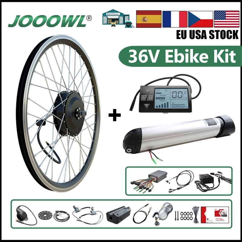 

36V 250W 350W 500W Ebike Conversion Kit with Battery 36V 10Ah Front Rear Wheel Hub Motor for Bicycle 20" 26" 700C Electric Bike