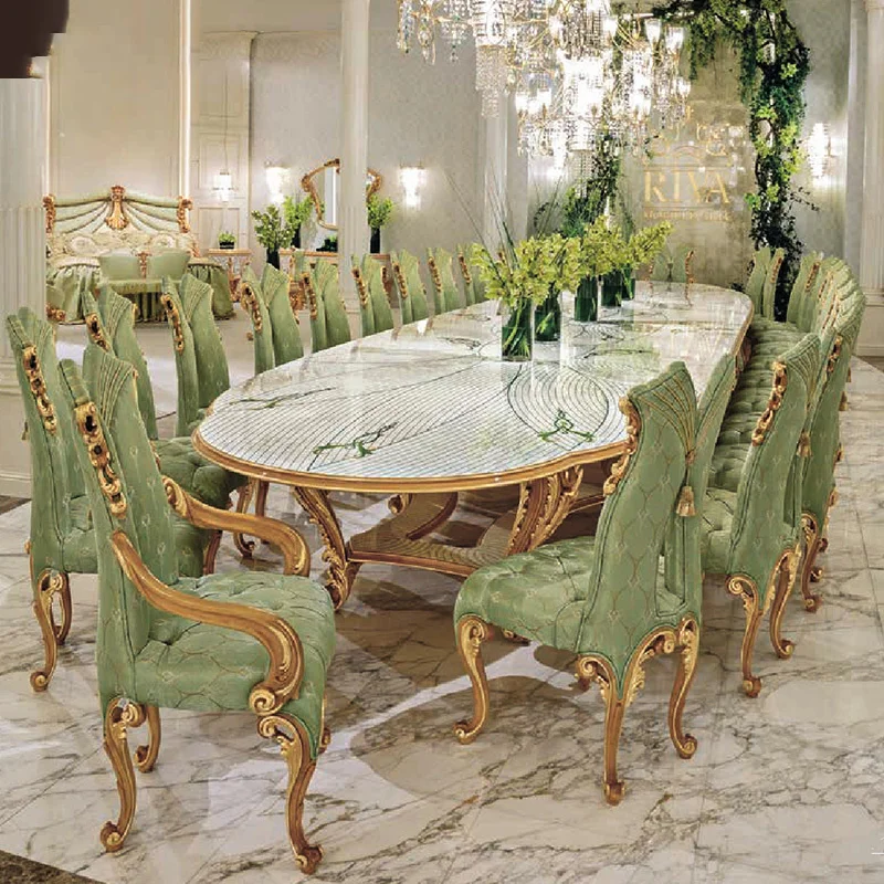 

Luxury villa restaurant furniture, large-sized 2.4-meter 8-person dining table, multi-person conference table