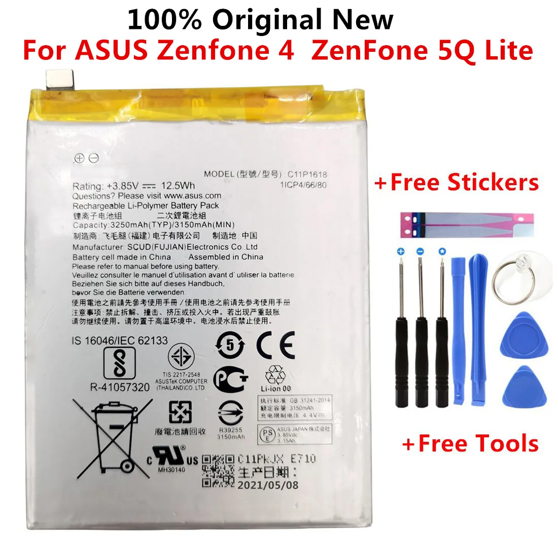 Оригинальный аккумулятор C11P1618 для телефона ASUS Zenfone 4 Z01KD ZE554KL ZenFone 5Q Lite ZC600KL X017DA Z01KDA Z01KS X017D 3250 мАч
Оригинальный аккумулятор C11P1618 для телефона ASUS Zenfone 4 Z01KD ZE554KL ZenFone 5Q Lite ZC600KL X017DA Z01KDA Z01KS X017D 3250 мАч