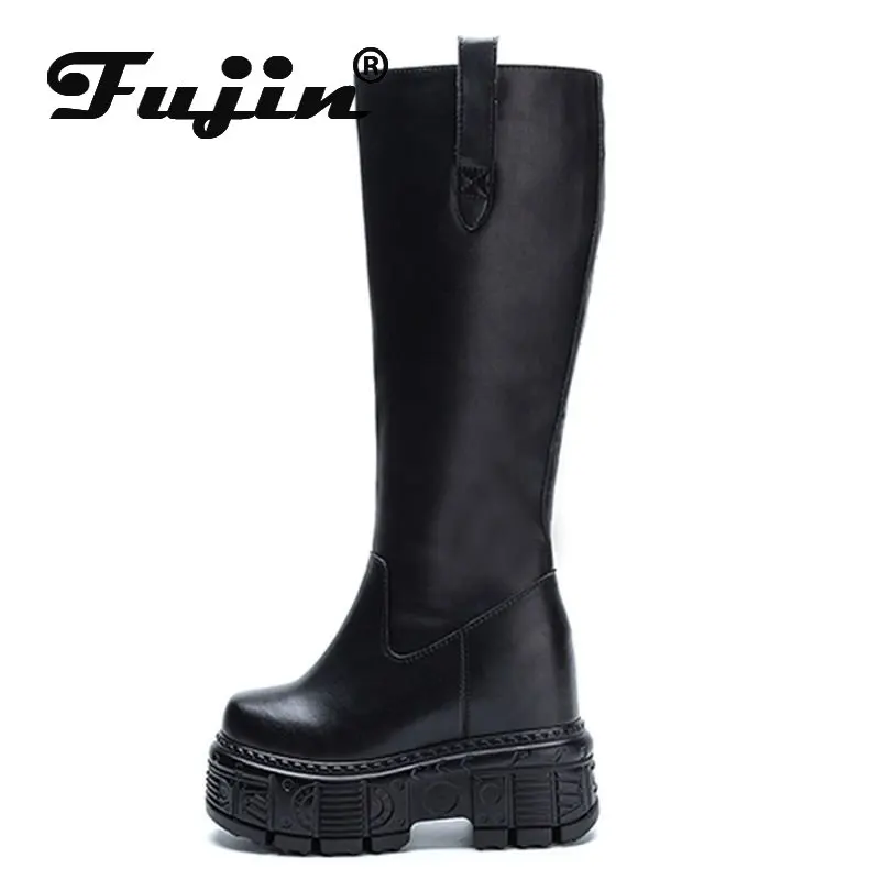 Fujin 12cm Genuine Leather Synthetic Women Ladies Platform Wedge British Knee High Mid Calf Boots ZIP Winter Plush Warm Shoes
Fujin 12cm Genuine Leather Synthetic Women Ladies Platform Wedge British Knee High Mid Calf Boots ZIP Winter Plush Warm Shoes