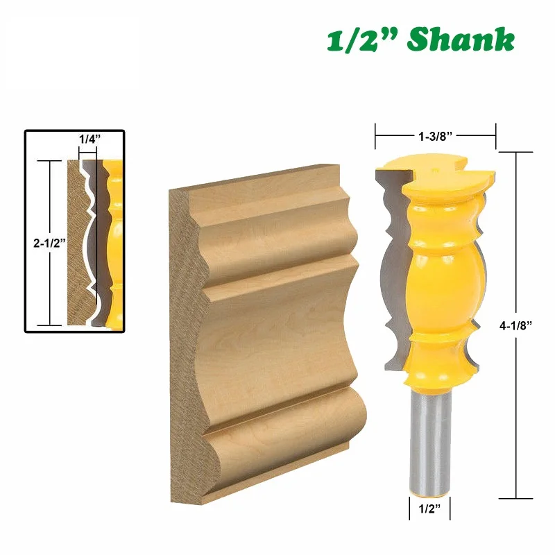 1/2" Shank 12.7mm Large Line Knife Crown Molding Router Bit Tenon Cutter For Wood Woodworking Milling Cutter 
1/2" Shank 12.7mm Large Line Knife Crown Molding Router Bit Tenon Cutter For Wood Woodworking Milling Cutter