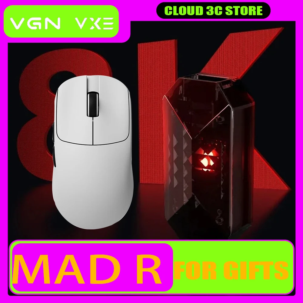 Беспроводная мышь Vgn Vxe Mad R Major Paw3950 8K легкая двухрежимная игровая FPS