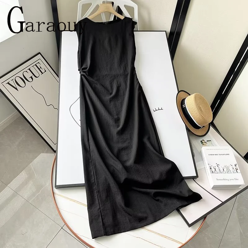 Garaouy2023 Summer Women New Sleeveless Slim Side Pleated Long Dress Female Leisure Elegant Vacation Maxi Beach Dresses Sundress
Garaouy2023 Summer Women New Sleeveless Slim Side Pleated Long Dress Female Leisure Elegant Vacation Maxi Beach Dresses Sundress