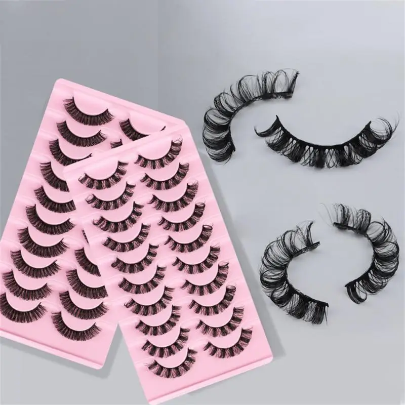 

Russian Strip Lashes 10 Pairs DD Curlin Curling False Eyelashes Reusable 3D Winged Fluffy Fox Cross Curling Lashes Eye Makeup