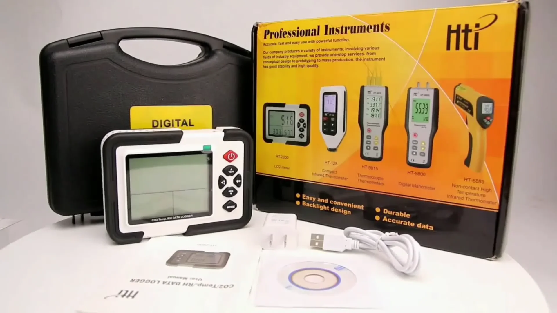 HT-2000 Digital CO2 Monitor CO2 Meter Gas Analyzer Detector 9999ppm CO2 Analyzers With Temperature Humidity Test
HT-2000 Digital CO2 Monitor CO2 Meter Gas Analyzer Detector 9999ppm CO2 Analyzers With Temperature Humidity Test