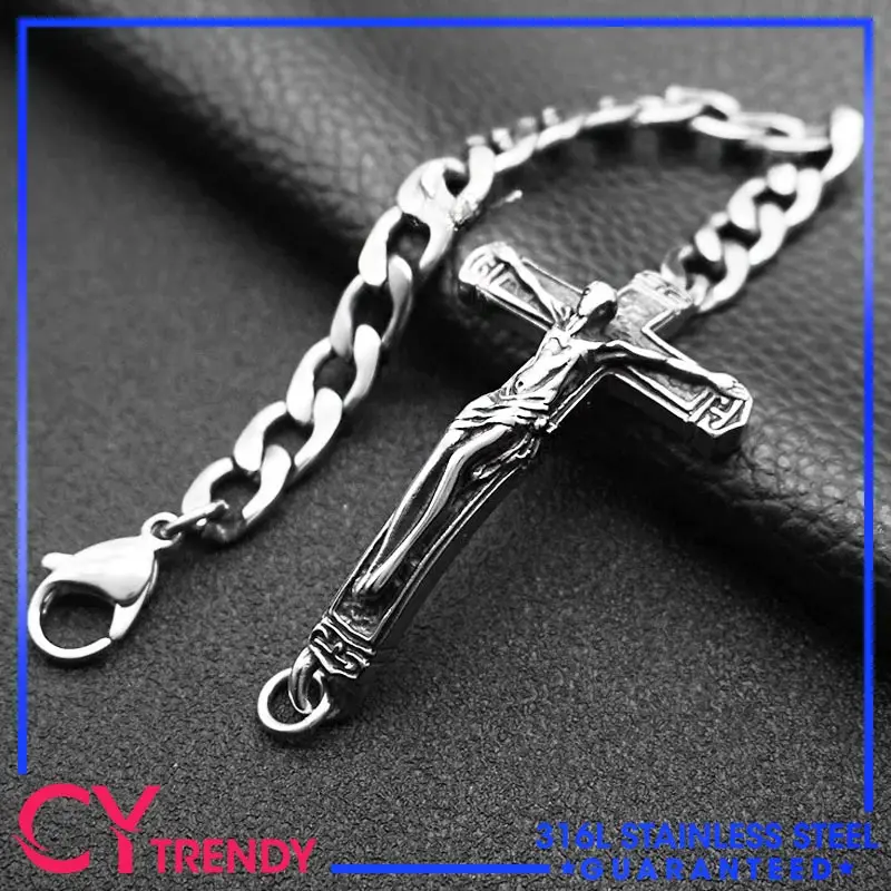 European and American Retro Personality Jesus Cross Trend Men's Cuban Chain Stainless Steel Bracelet
European and American Retro Personality Jesus Cross Trend Men's Cuban Chain Stainless Steel Bracelet