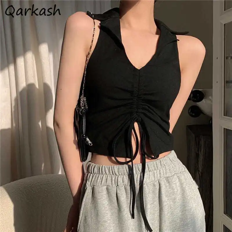 Tanks Women Shirring Crop Top Halter Design Solid Slim Fashion Retro Summer Ladies Korean Style Popular Sexy Holiday Beach Mujer
Tanks Women Shirring Crop Top Halter Design Solid Slim Fashion Retro Summer Ladies Korean Style Popular Sexy Holiday Beach Mujer