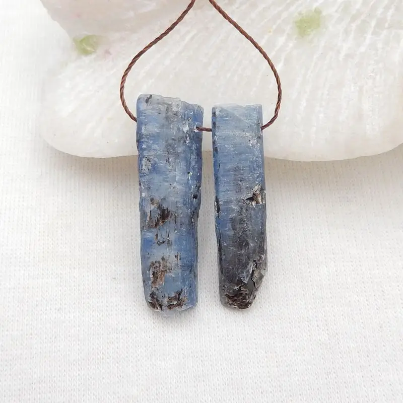 

Semiprecious Stones Jewelry Natural Bead Blue Kyanite Gemstone Fashion Nugget Earrings For Women 32x9x6mm 8g