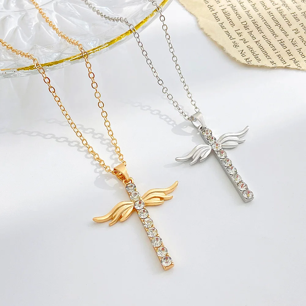Fashion Cross Wings Necklace for Women Trendy Luxury Rhinestone Cross Wings Pendant Chain Choker Jewelry Girlfriends Gift 2023
Fashion Cross Wings Necklace for Women Trendy Luxury Rhinestone Cross Wings Pendant Chain Choker Jewelry Girlfriends Gift 2023