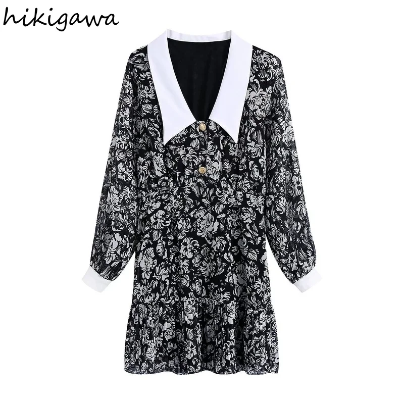 Hikigawa Women Fashion Streetwear Elegant Floral Print Dress Vintage Turn Down Collar Long Sleeve Button Dresses Chic Vestidos
Hikigawa Women Fashion Streetwear Elegant Floral Print Dress Vintage Turn Down Collar Long Sleeve Button Dresses Chic Vestidos