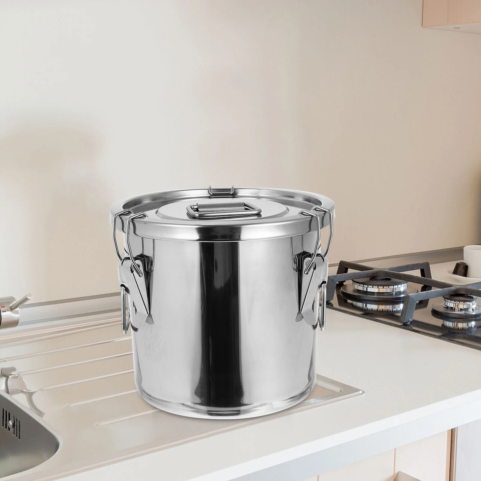Salt Containers Countertop Stainless Steel Rice Bucket Soup Pots Lids Household
Salt Containers Countertop Stainless Steel Rice Bucket Soup Pots Lids Household
