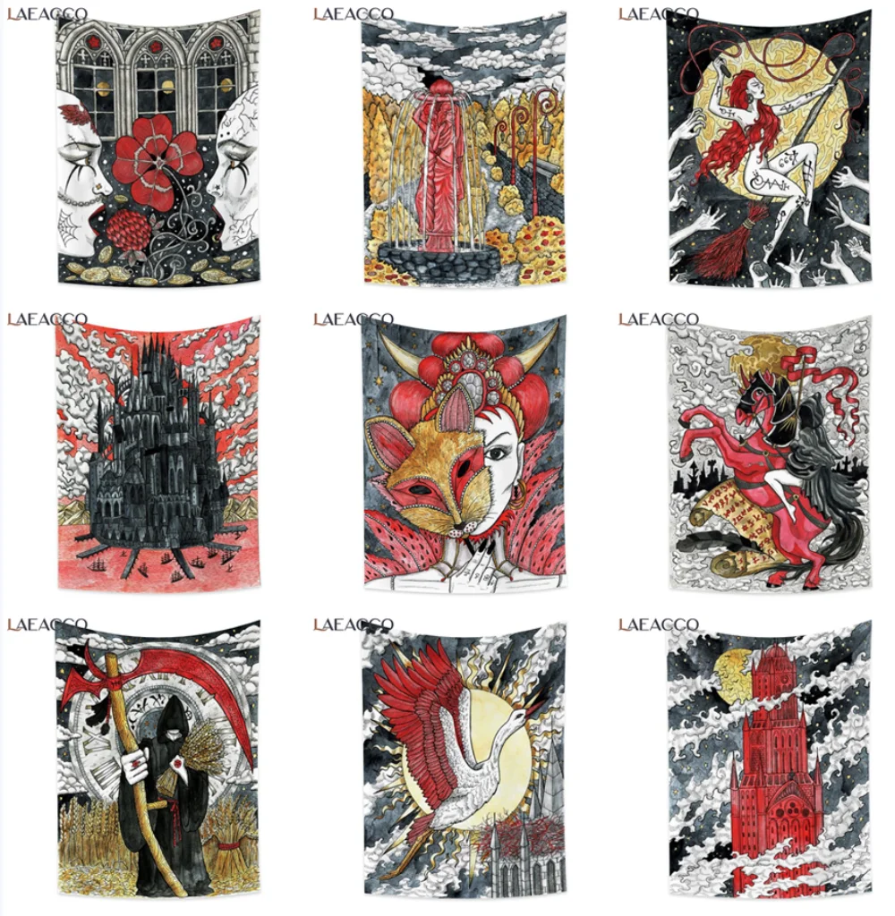 Laeacco Red Divination Tarot Tapestry Ancient Bohemian Psychedelic Fortune-telling Mandala Style Wall Hanging Carpets Yoga Mat
Laeacco Red Divination Tarot Tapestry Ancient Bohemian Psychedelic Fortune-telling Mandala Style Wall Hanging Carpets Yoga Mat