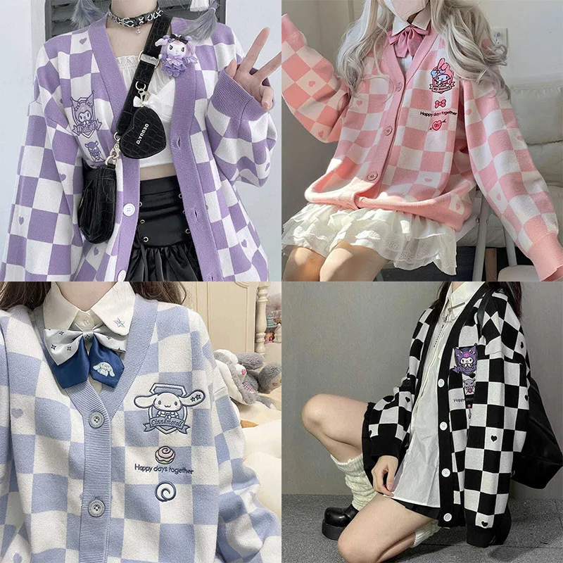 Cartoon Knitted Sweater Kawaii Sanrio Kuromi Mymelody Cinnamoroll Girl Heart Loose Casual Top Coat Autumn Cardigan Birthday Gift
Cartoon Knitted Sweater Kawaii Sanrio Kuromi Mymelody Cinnamoroll Girl Heart Loose Casual Top Coat Autumn Cardigan Birthday Gift