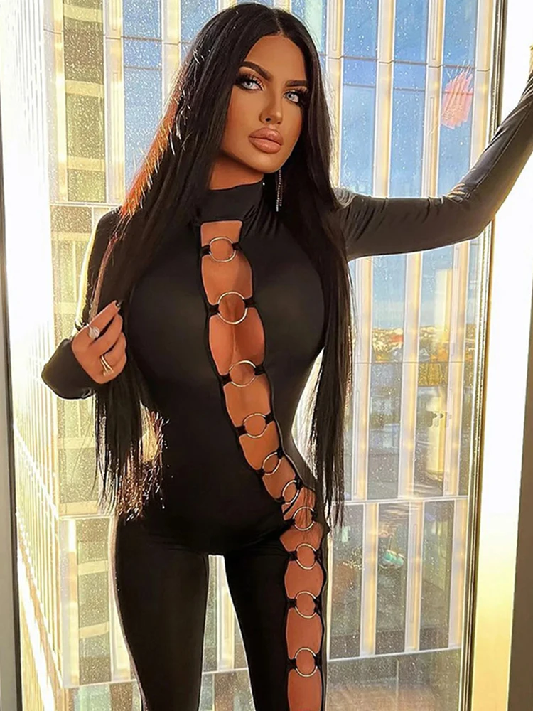 Fashion Ring Hollow Tight Jumpsuit Elegant For Women Long Sleeve Back Zipper Clothes Hot Girl Nightclub Street Casual Jumpsuits
Fashion Ring Hollow Tight Jumpsuit Elegant For Women Long Sleeve Back Zipper Clothes Hot Girl Nightclub Street Casual Jumpsuits