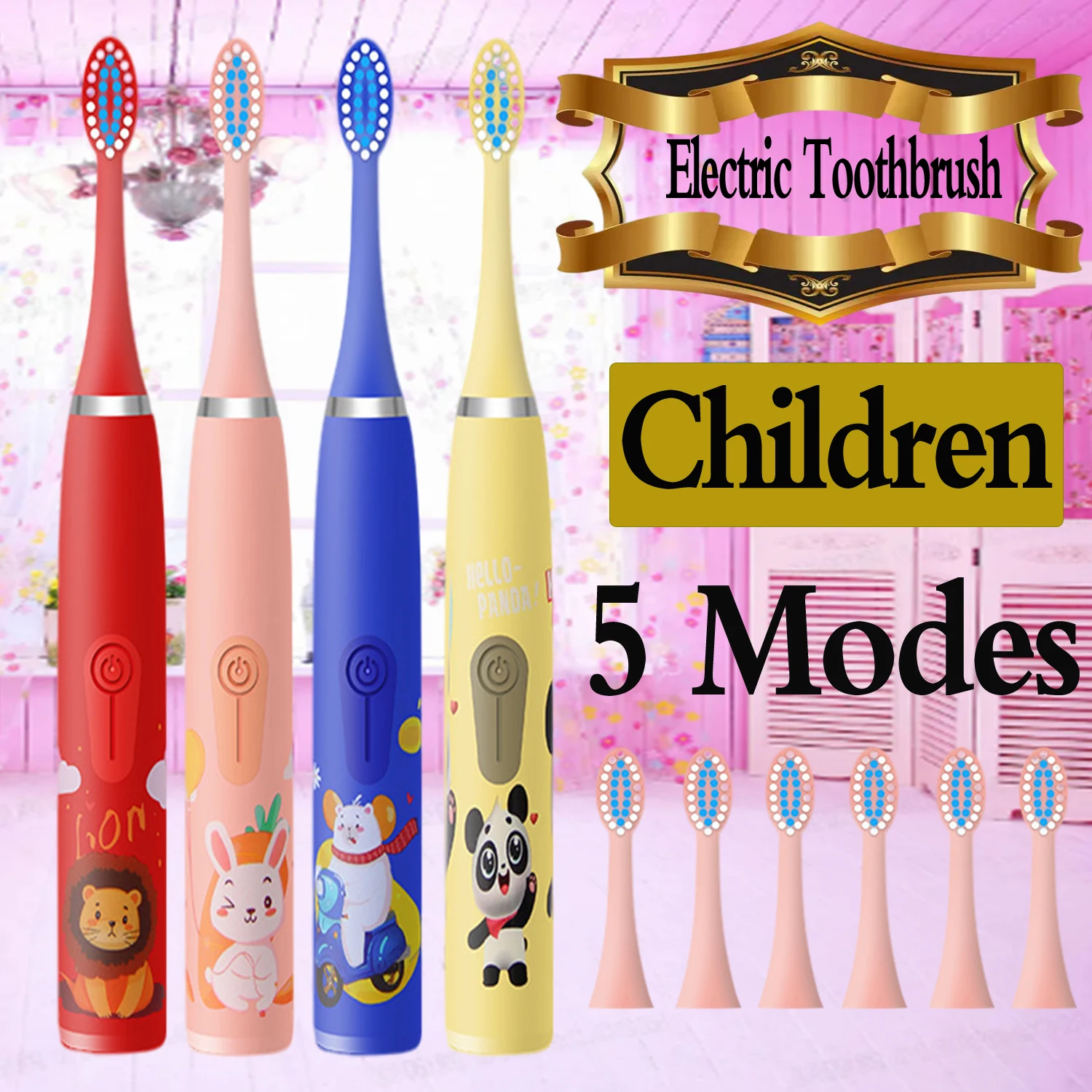 Electric Toothbrush Sonic for Kids Adults Oral Care Dental Whitening Clean Replacement Smart Teeth Brush with Panda Cute Animal
Electric Toothbrush Sonic for Kids Adults Oral Care Dental Whitening Clean Replacement Smart Teeth Brush with Panda Cute Animal