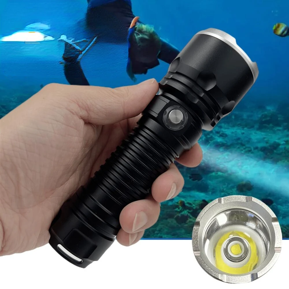 Professional diving flashlight, high brightness, led, waterproof xhp70. 2. Battery powered 18650 or 26650
Professional diving flashlight, high brightness, led, waterproof xhp70. 2. Battery powered 18650 or 26650