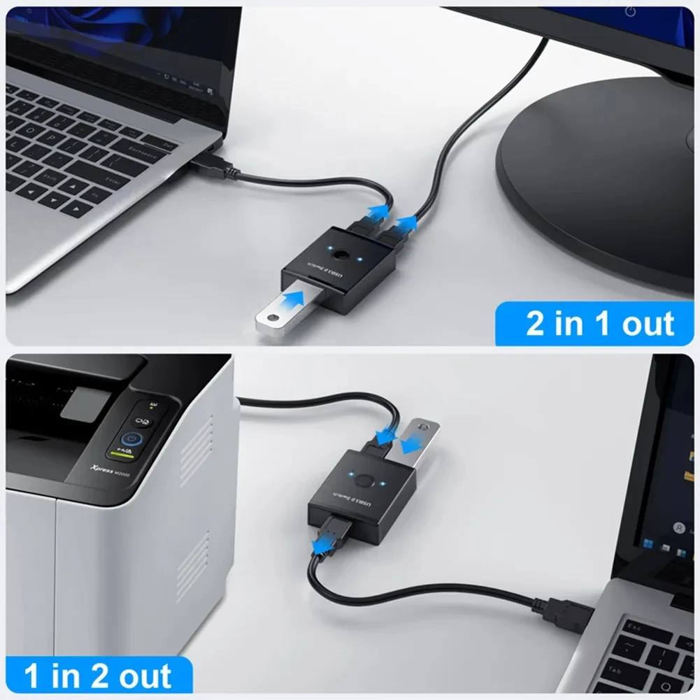 

USB Switch KVM Selector USB 3.0 2.0 Switcher Hub Box 2 PC Port Sharing for Printer/Scanner/Keyboard/Mouse