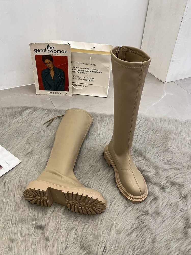 Fashion tribe but knee women's boots 2022 new spring and autumn single boots white thick soled boots knight boots 
Fashion tribe but knee women's boots 2022 new spring and autumn single boots white thick soled boots knight boots