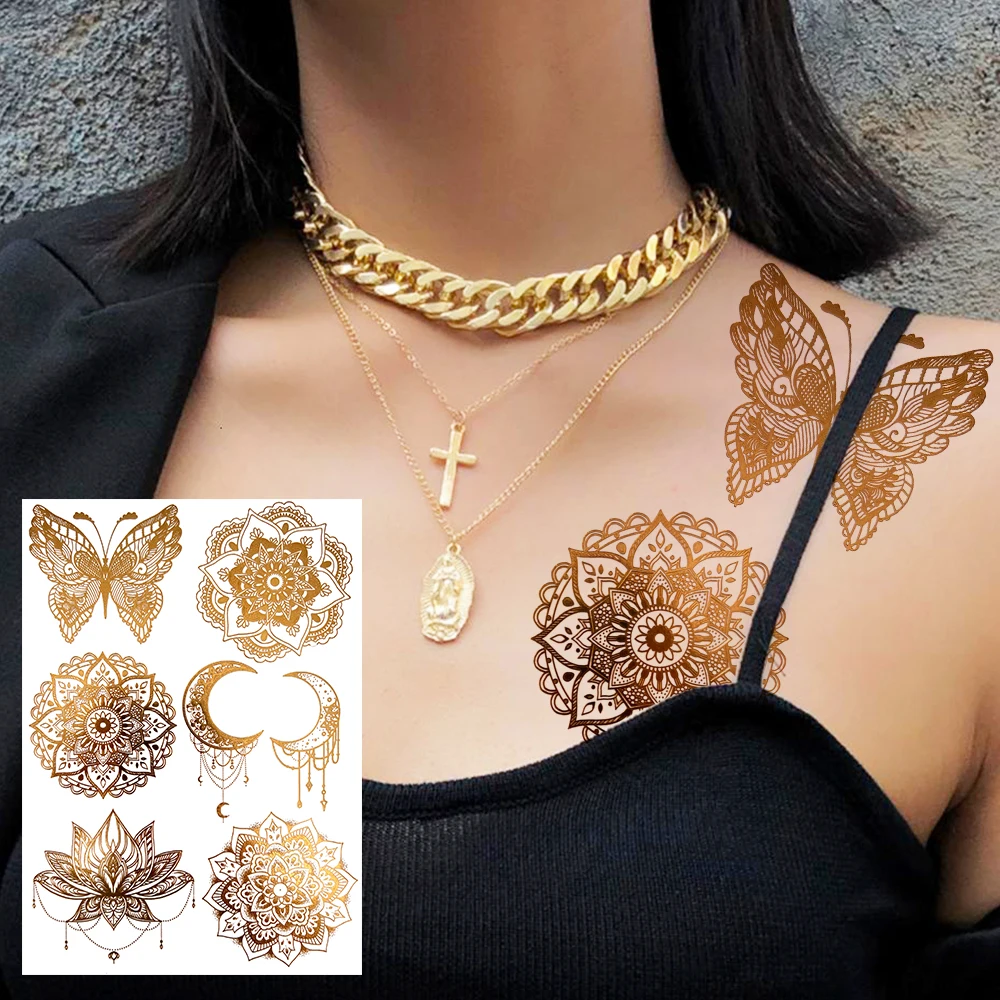 Golden Butterfly Moon Temporary Tattoos For Women Adults Realistic Fake Feather Lion Tattoo Sticker DIY Hand Washable Tatoos 3D
Golden Butterfly Moon Temporary Tattoos For Women Adults Realistic Fake Feather Lion Tattoo Sticker DIY Hand Washable Tatoos 3D