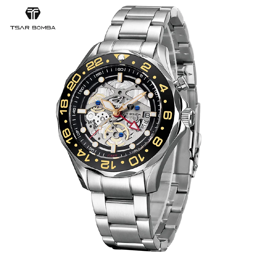 TSAR BOMBA Men Diver Watch 200M Water Resistant Hybrid Automatic Wristwatch Stainless Steel Strap Luxury Fashion Male GMT Watch
TSAR BOMBA Men Diver Watch 200M Water Resistant Hybrid Automatic Wristwatch Stainless Steel Strap Luxury Fashion Male GMT Watch