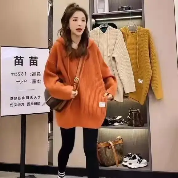 Hooded Office Lady Sweater Pullovers for Women Casual Loose Long Sleeves Jumpers Autumn Female Drop Shoulder Kintting Tops T189
Hooded Office Lady Sweater Pullovers for Women Casual Loose Long Sleeves Jumpers Autumn Female Drop Shoulder Kintting Tops T189