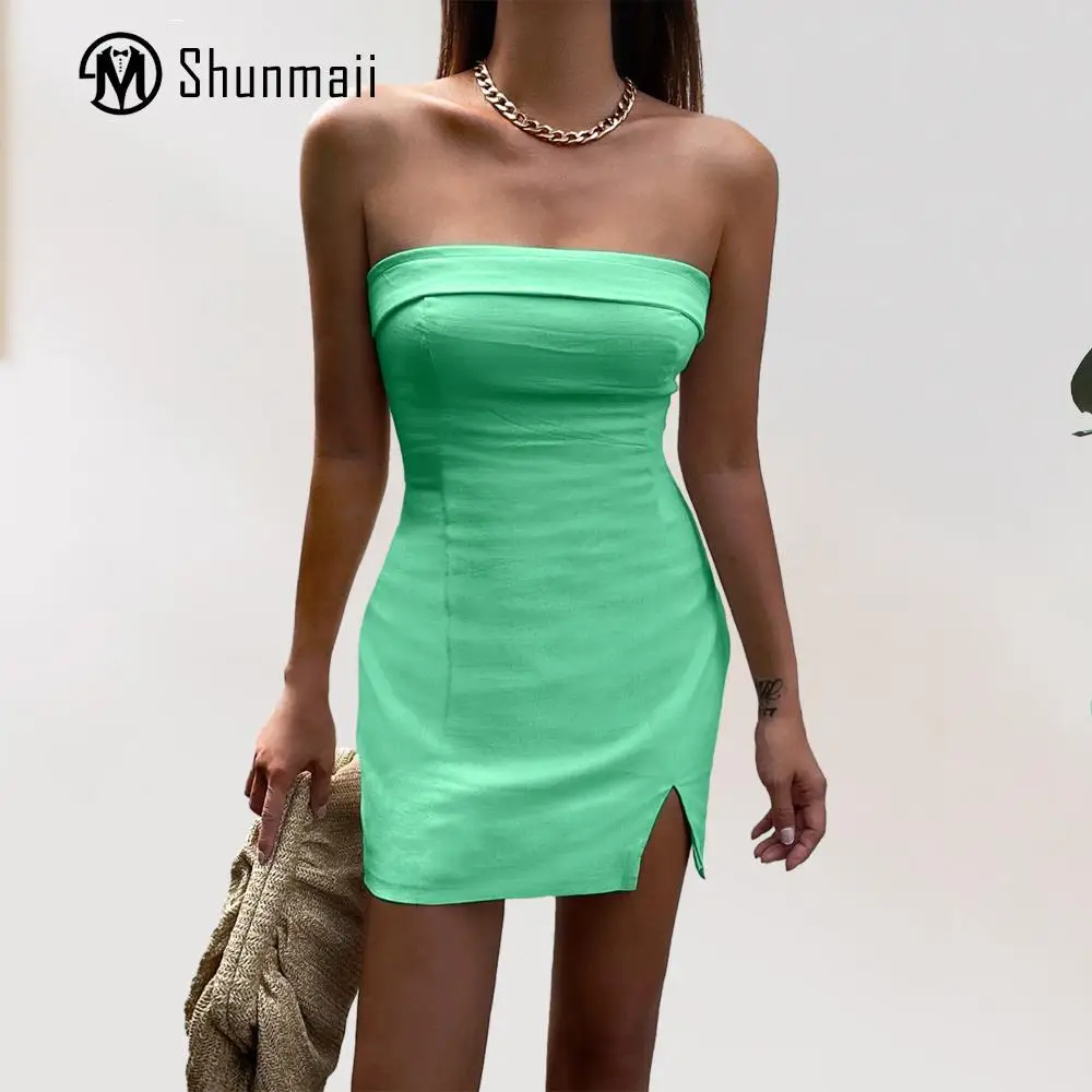 Women Sleeveless Mini Dress Skinny Strapless Slim Dress Side Split Off Shoulder Sexy Sheath Dress Evening Party Dress
Women Sleeveless Mini Dress Skinny Strapless Slim Dress Side Split Off Shoulder Sexy Sheath Dress Evening Party Dress