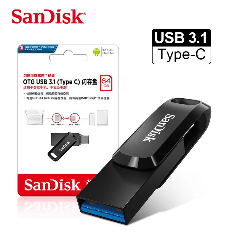 

SanDisk 32GB 64GB 128GB Ultra Dual Drive Go USB Type-C Flash Drive Black SDDDC3 128G G46 USB3.1 Pen Drive USB C Mini Pendrive
