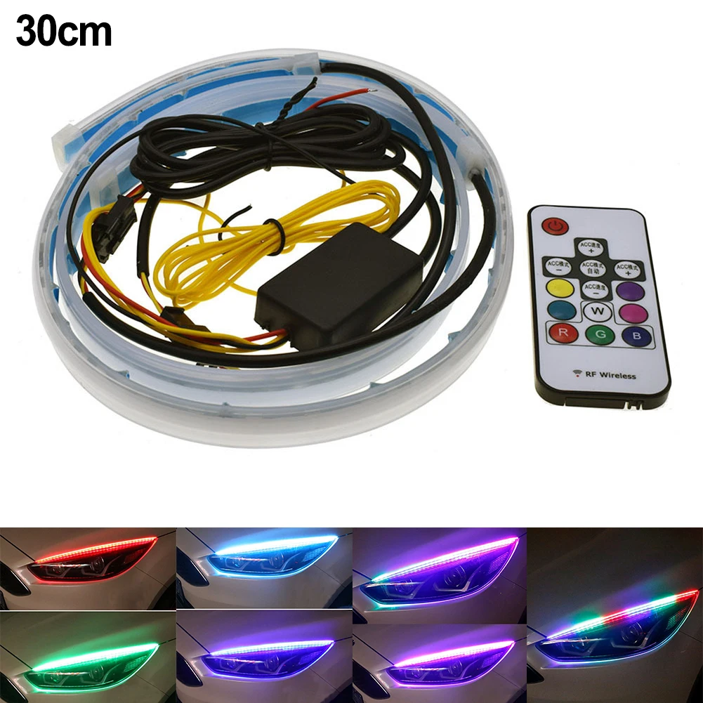Car LED DRL Lamp Strip Flowing Daytime Running Lights RGB Remote 12V Flexible Waterproof Headlight Turn Signal Light
Car LED DRL Lamp Strip Flowing Daytime Running Lights RGB Remote 12V Flexible Waterproof Headlight Turn Signal Light