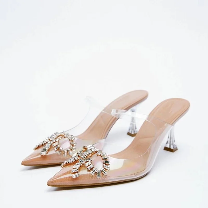 Bow Rhinestone PVC Mules Women Party Transparent High Heels Pointed Toe High Heels Ladies Spring Autumn Sexy Jelly Sandals mujer
Bow Rhinestone PVC Mules Women Party Transparent High Heels Pointed Toe High Heels Ladies Spring Autumn Sexy Jelly Sandals mujer