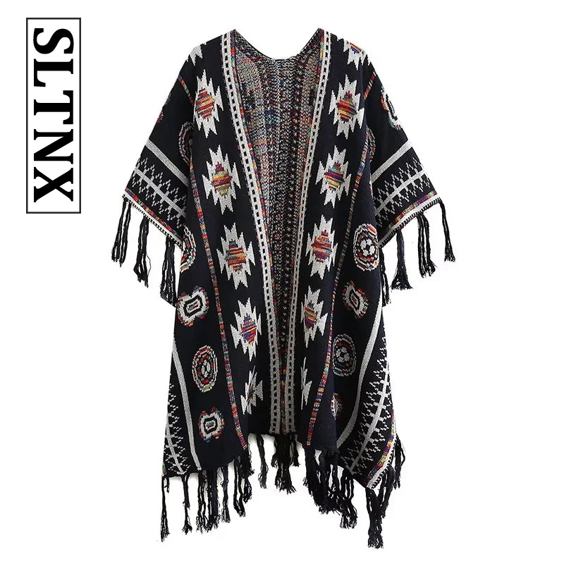 SLTNX 2022 New Autumn Winter Women Outwear Oversized Knitted Cashmere Poncho Capes Ethnic Style Pattern Cardigans Sweater Coat
SLTNX 2022 New Autumn Winter Women Outwear Oversized Knitted Cashmere Poncho Capes Ethnic Style Pattern Cardigans Sweater Coat