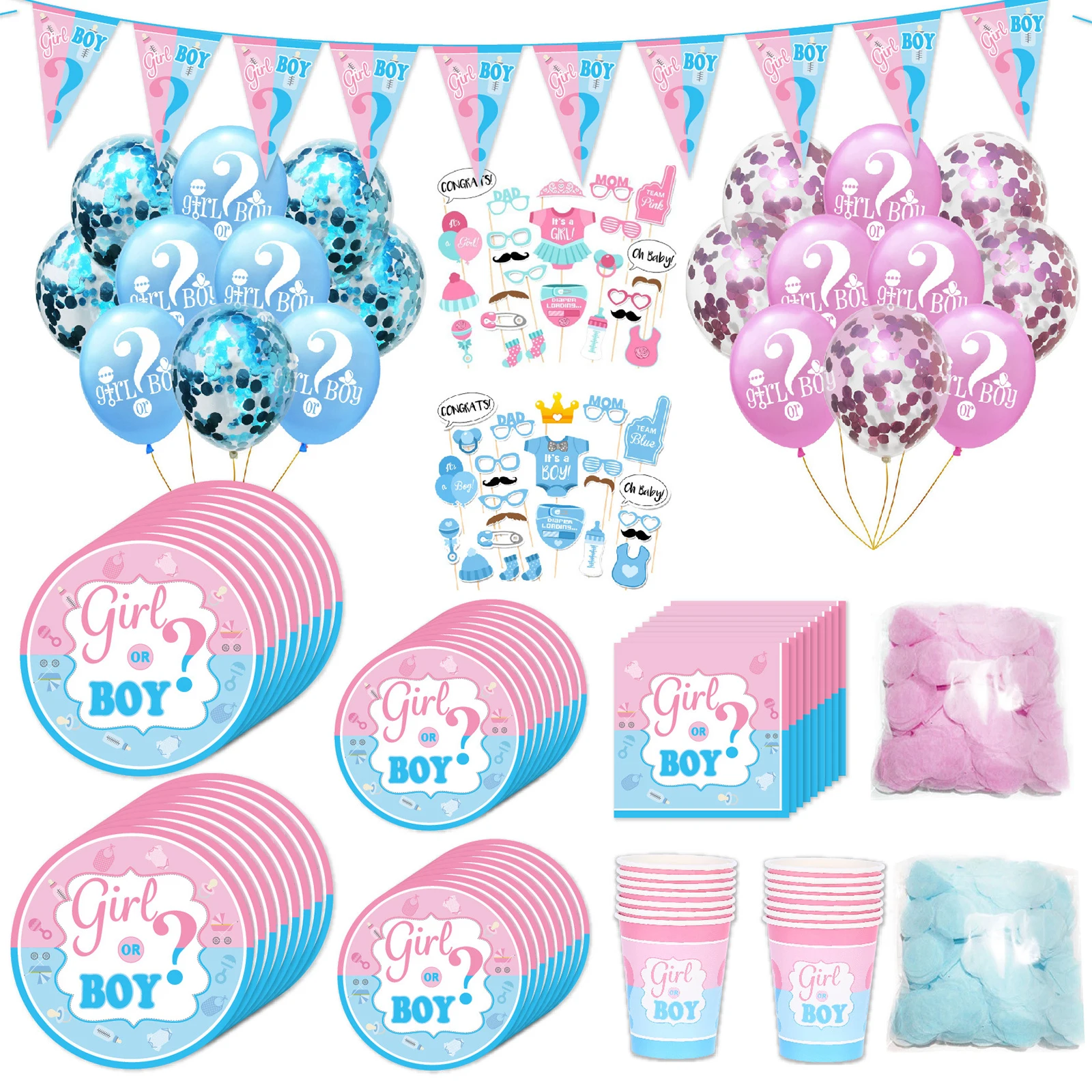 Gender Reveal Tableware Kit Pre Strung Boy or Girl Banner Tablecloth Dessert Plates Party Plates Napkins Set gender
Gender Reveal Tableware Kit Pre Strung Boy or Girl Banner Tablecloth Dessert Plates Party Plates Napkins Set gender