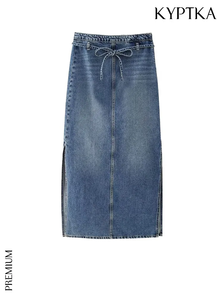 KYPTKA Women Fashion With Belt Vents Hem Long Denim Skirt Vintage High Waist Side Zipper Female Skirts Mujer
KYPTKA Women Fashion With Belt Vents Hem Long Denim Skirt Vintage High Waist Side Zipper Female Skirts Mujer