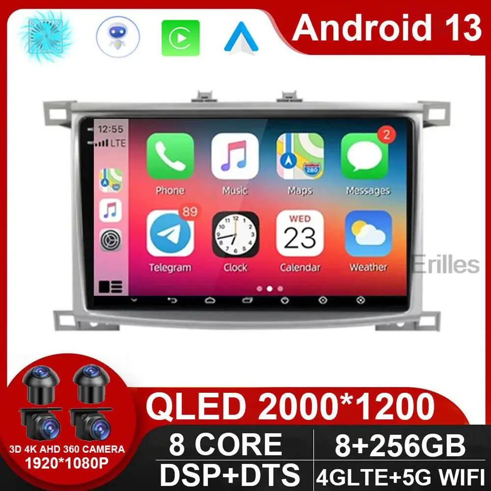 Автомобильный радиоприемник Android 14 для Toyota Land Cruiser LC 100 MT 2002-2007 автомобильный