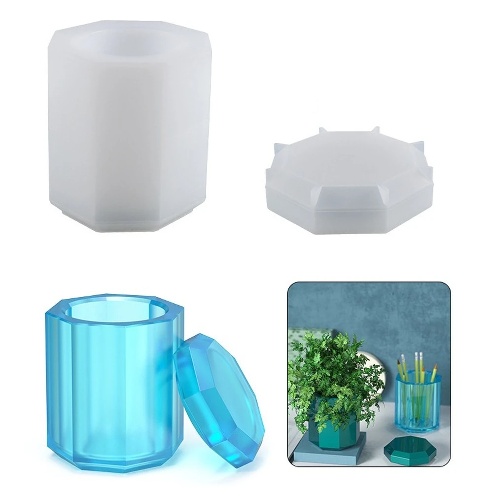 Flower Pot Clay Silicone Molds DIY Handmade Pen Holder Epoxy Resin Mold Makeup Brush Holder Storage Boxes Making Mould with Lid
Flower Pot Clay Silicone Molds DIY Handmade Pen Holder Epoxy Resin Mold Makeup Brush Holder Storage Boxes Making Mould with Lid
