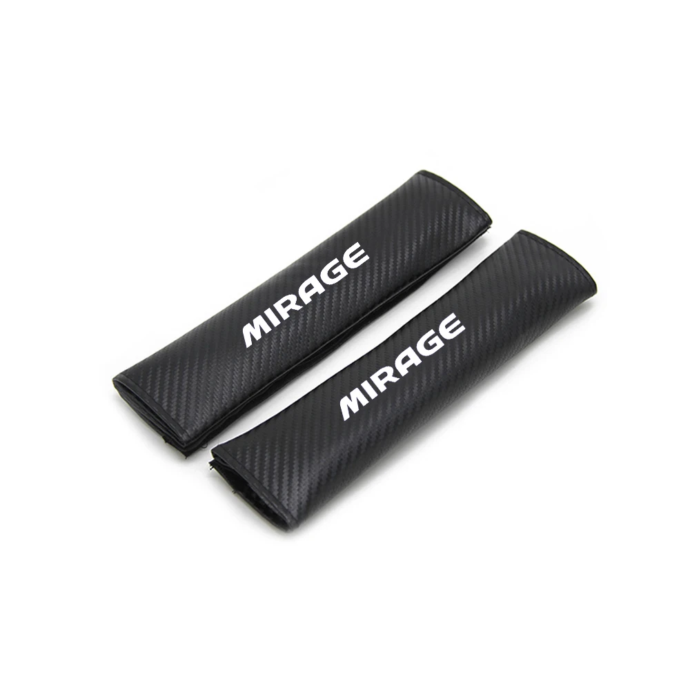 

For Mitsubishi MIRAGE Car Safety Seat Belt Harness Shoulder Adjuster Pad Cover Carbon Fiber Protection Cover Car Styling 2pcs
