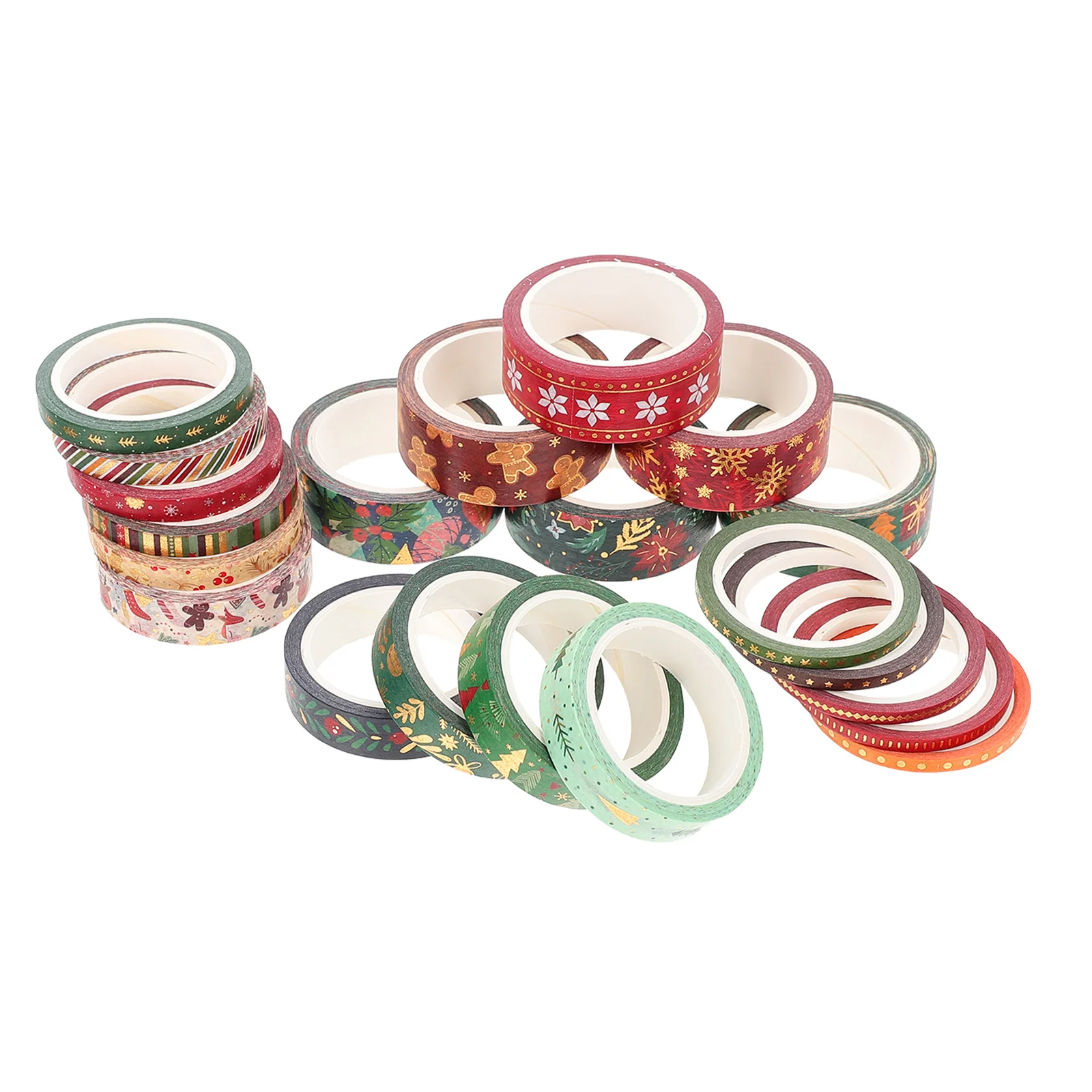 

21 Rolls Christmas Washi Tape Gift Wrapping Tapes Themed Japanese Paper Xmas Decorative Adhesive Party Supplies Retro