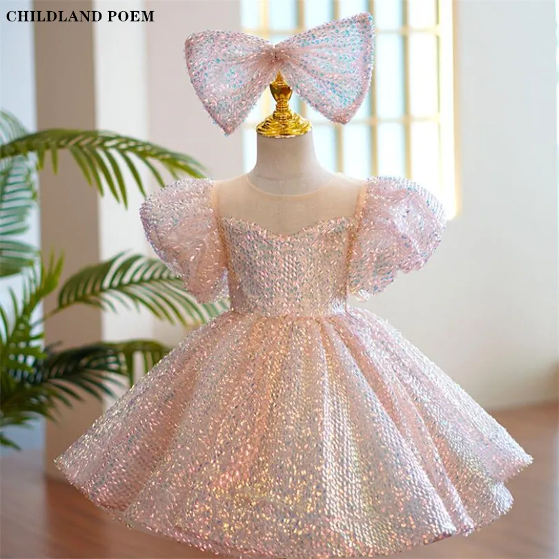 

Girls Dress For Party And Wedding Sequin Tutu Princess 1st Birthday Party Baby Dress Puffy Pageant Baptism Christening Ball Gown
