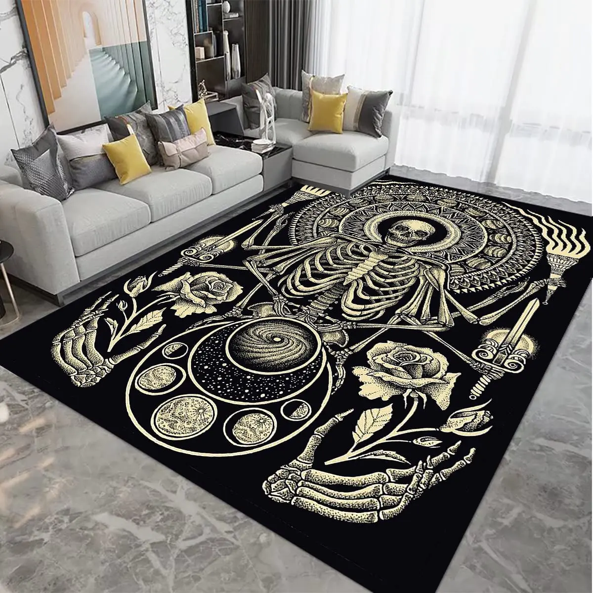 Черный готический коврик для Хэллоуина с оккультным черепом для гостиной, современный комнатный напольный коврик с нескользящей подложкой...
Черный готический коврик для Хэллоуина с оккультным черепом для гостиной, современный комнатный напольный коврик с нескользящей подложкой...