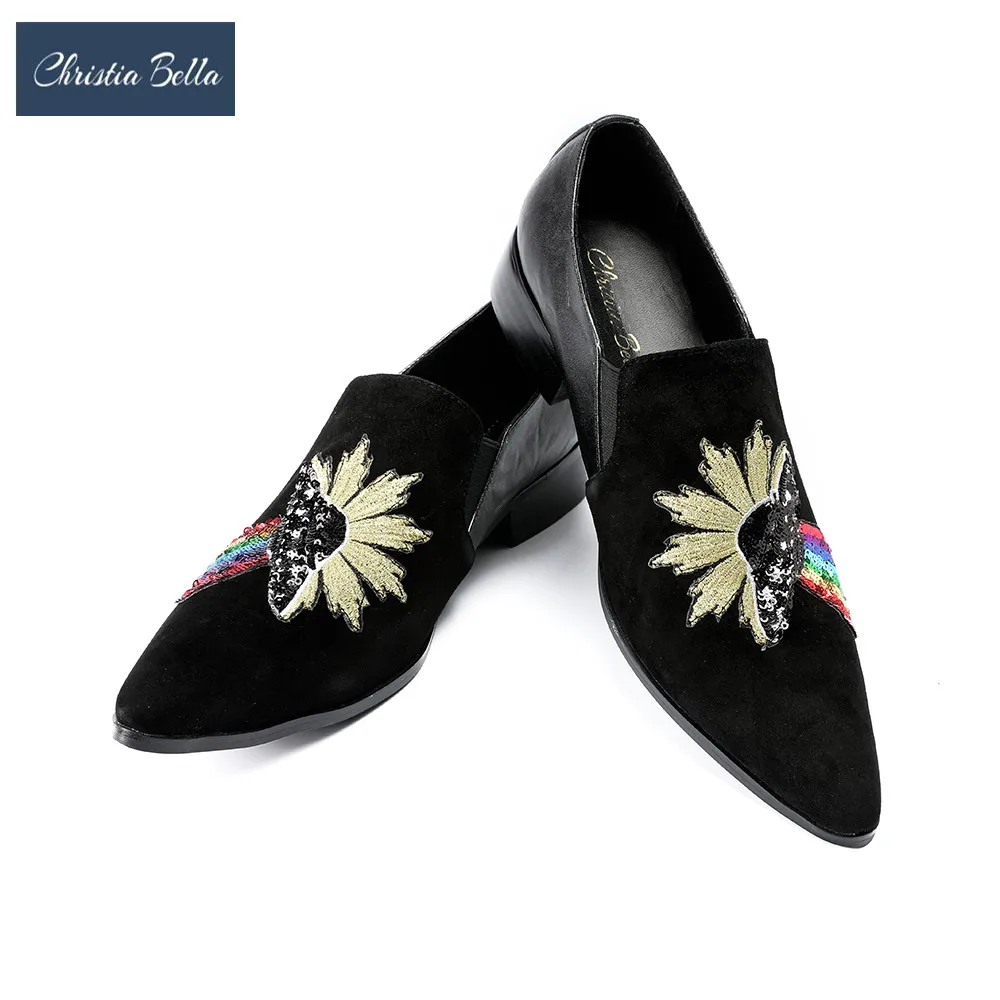 Christia Bella Pointed Toe Sequins Men Black Suede Leather Shoes Slip on Men Casual Flat Shoes Wedding Party Men Dress Shoes
Christia Bella Pointed Toe Sequins Men Black Suede Leather Shoes Slip on Men Casual Flat Shoes Wedding Party Men Dress Shoes