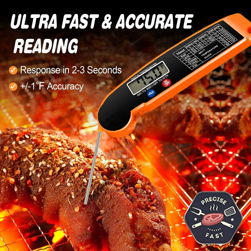 Digital Meat Thermometer Instant Read Food Thermometer for Cooking Grill with Folding Probe Auto Off Waterproof Kitchen Gadget
Digital Meat Thermometer Instant Read Food Thermometer for Cooking Grill with Folding Probe Auto Off Waterproof Kitchen Gadget