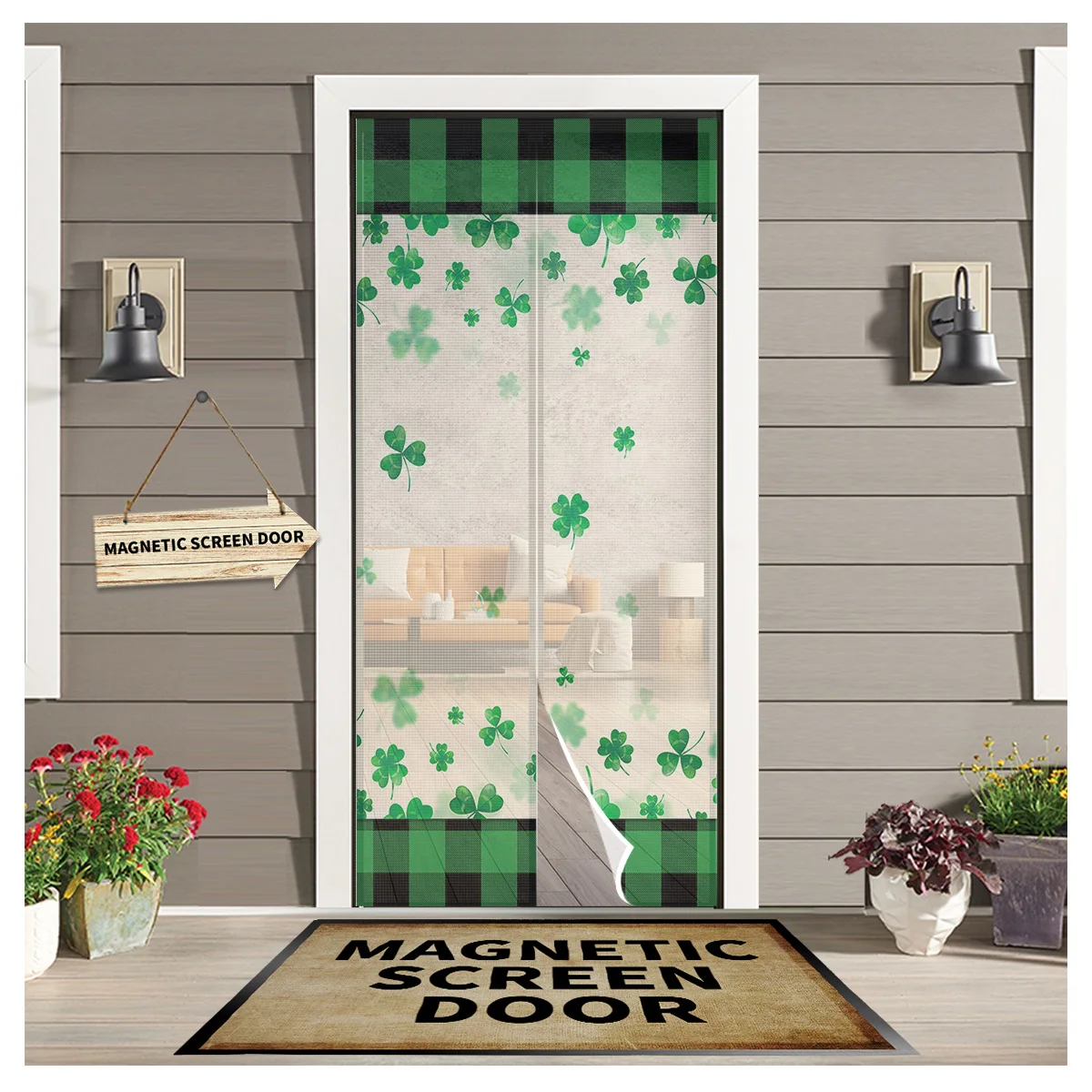 

Магнитные подвесные Шторы для кухни St. Patrick'S Day Shamrock прозрачная дверная занавеска, защита от комаров, оконный экран, марлевая дверная занавес...